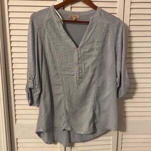 Democracy Womens turquoise sea foam green shirt blouse dressy T-shirt top size L